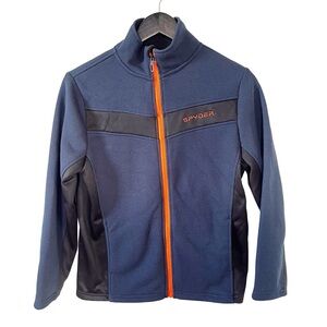 Spyder Navy, Black & Orange Details Full-Zip Stretch Insulated Fleece Jacket